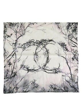 Chanel Silk Scarf Black White
